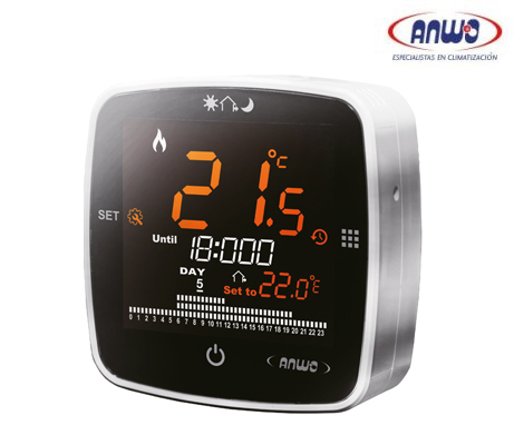 TERMOSTATO AMBIENTAL DE CALEFACCION PROGRAMABLE ANWO ATP - PANTALLA TACTIL RADIO...