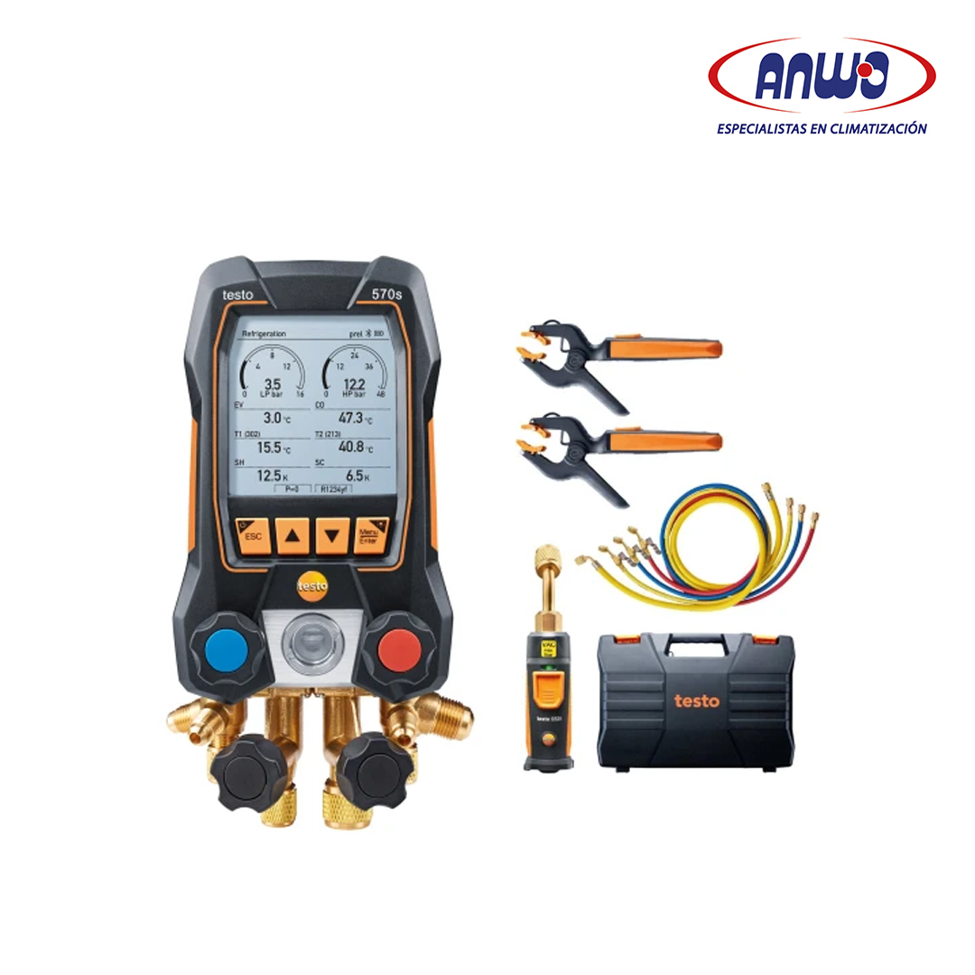 KIT TESTO 570 S - ANALIZADOR DE REFRIGERACION CON SENSORES SMART Y MANGUERAS