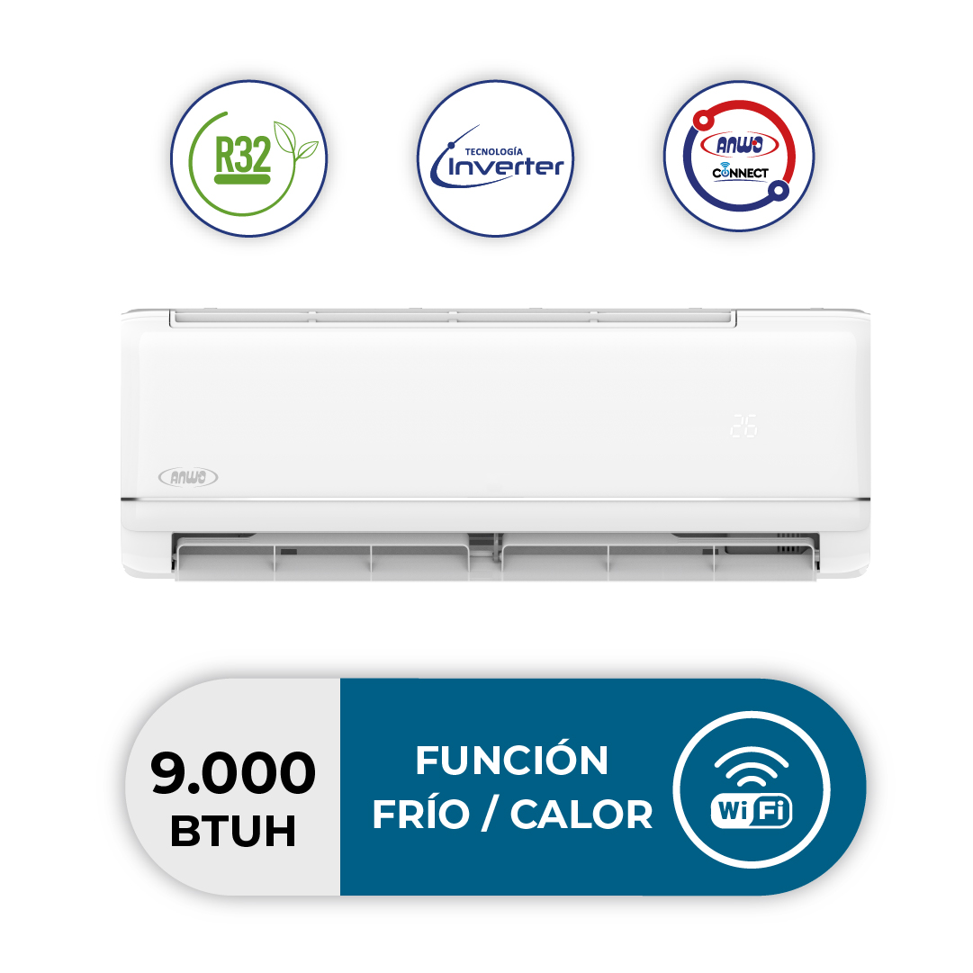 AIRE ACONDICIONADO SPLIT MURO NEW ECOFLOW 9.000 BTUH INVERTER R32