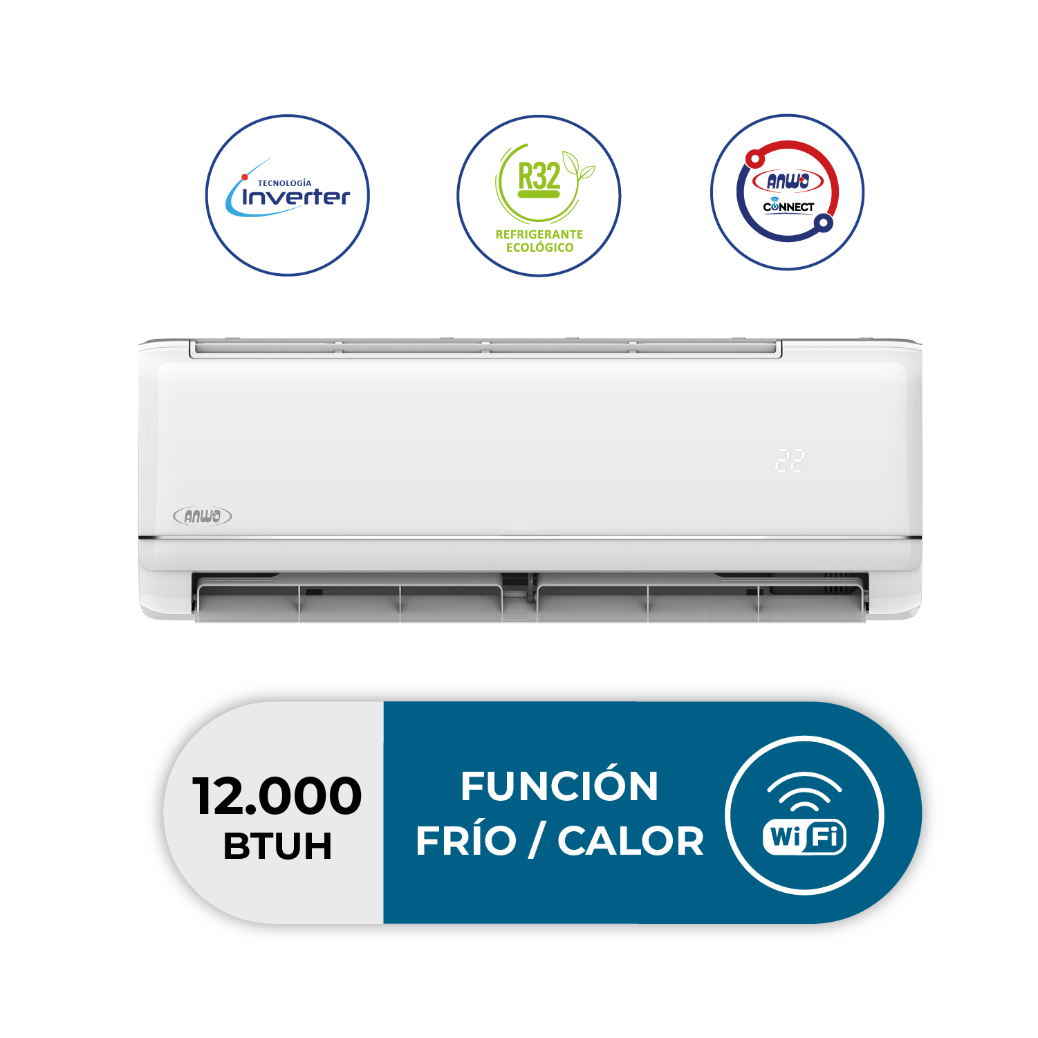 AIRE ACONDICIONADO SPLIT MURO NEW ECOFLOW 12.000 BTUH INVERTER R32